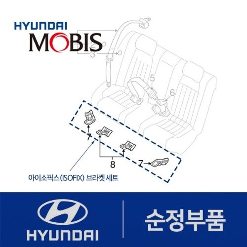 현대모비스  제네시스BH 순정 아이소픽스 ISOFIX 브라켓 카시트 고정