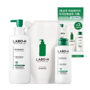 라보에이치 프로바이오틱스 두피강화 샴푸400ml+400ml(리필)+180ml