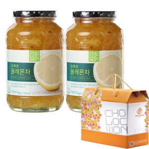 초록원  선물세트 꿀레몬차 1kg 2병 액상차 레몬청 레몬차 에이드 따뜻한 과일청 2입