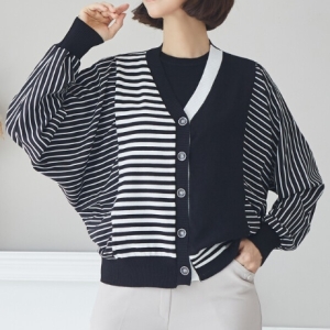 더블린 스트라이프니트배색가디건1종