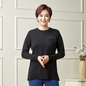 마담엘레강스 베이직 포켓 핫픽스포인트 니트 블랙 K211KBL03