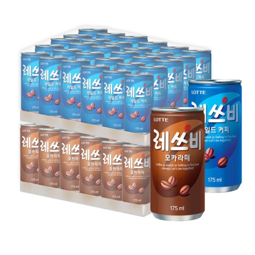 롯데칠성음료 레쓰비 마일드 175ml 30개 + 레쓰비 모카라떼 175ml 30개