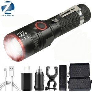 브랜드  충전식 손전등 LED 미니 렌턴 XM-L T6 Led 3000lm USB 18650 배터리 토치 알루미늄 방수 3 모드 랜..