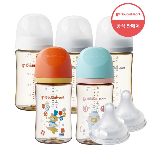더블하트 3세대 240ml 트윈팩 젖병2개/노꼭지 +젖꼭지2개