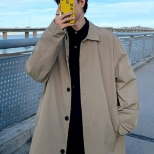 오너클랜 패션 트렌치코트 남자 기본 깔끔한 자켓 정장캐주얼룩 W95AFB2