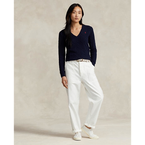 폴로랄프로렌 폴로 랄프 로렌 여성 케이블 니트 울 캐시미어 V넥 스웨터 W OSWENC020782400