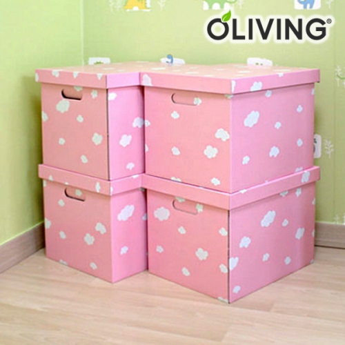 올리빙  구름 트렁크 종이정리함 4종  /종이수납박스 구름 트렁크 4종