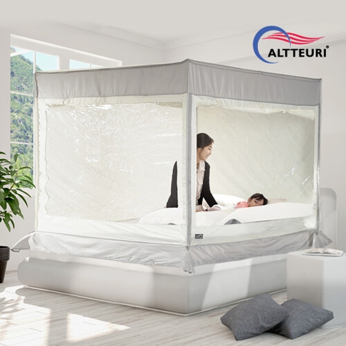 알뜨리  투인원 사각 난방텐트 세트 그레이 중형 방한텐트 침대텐트 보온텐트 실내텐트 수면텐트 겨울텐트 캐노피 난방용품