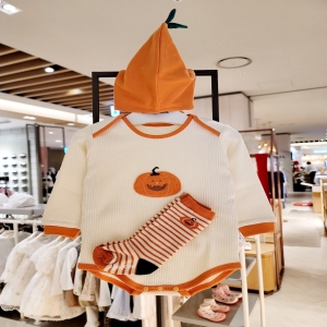 압소바 출산,백일선물 로운 모자양말 바디슈트// AY710618 크림