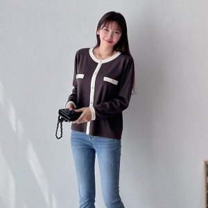 나야홍 빅사이즈 309 배색펄장식가디건티 DBNP865