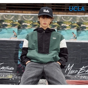 유씨엘에이 남성 칼라블럭 후드 아노락 점퍼_UZ8UJ10