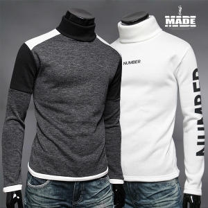 메이드 터틀넥 목폴라 기모 니트 겨울 남성 남자 티
