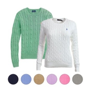 폴로랄프로렌 여성 라운드넥 꽈배기 니트 211570012