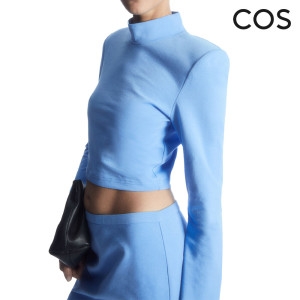 COS 코스 핏팅 지그재그 디자인팀 롱슬리브 탑 티셔츠 스 블루
