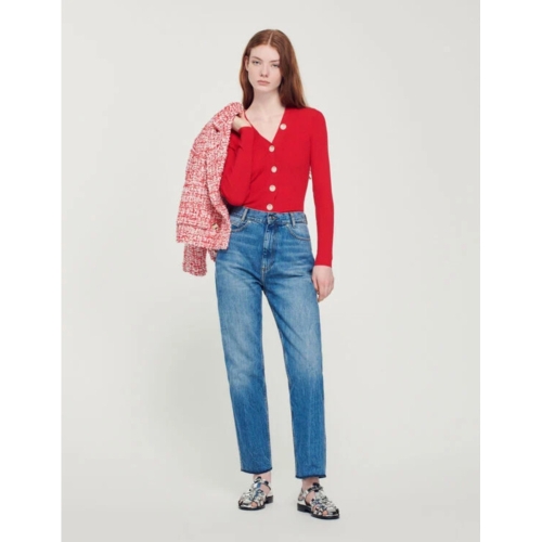 산드로 니트 가디건 레드 Sandro Red Knitted cardigan