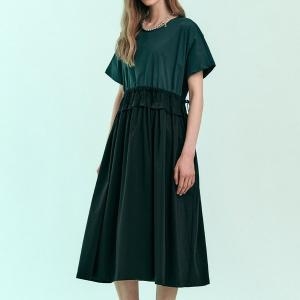 마쟈 러플 셔링 스트링 루즈핏 롱 원피스 ZC08QP501ON