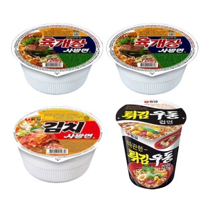 농심  육개장사발면12개 + 김치사발면6개 + 튀김우동컵6개