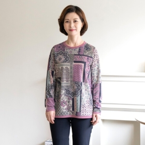 마담4060 엄마옷 모코라운드티셔츠-QTE2309041