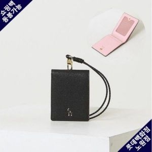 LF 헤지스 ACC +쇼핑백 블랙 가죽 퍼피 배색 목걸이형 지갑 HIHO3E603BK