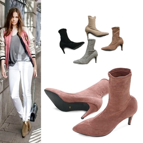 KamiEtMuse 스웨이드 스키니 앵클 부츠 KM18w088 오가게-트렌드한 데일리룩 매일 업뎃