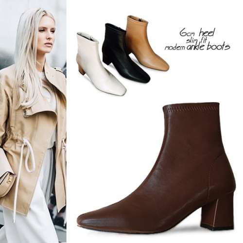 KamiEtMuse 오가게  까미에뮤즈   스티치 슬림 앵클부츠 KM19w048 오가게 트렌드한 데일리룩 매일 업뎃