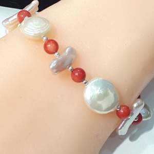 산호  자개 원석 팔찌230912-11 엔틱작품