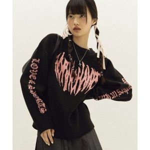 Born CHAMPS 하트 트라이벌 로고 니트 B23FT16BK HEART TRIBAL LOGO KNITWEAR