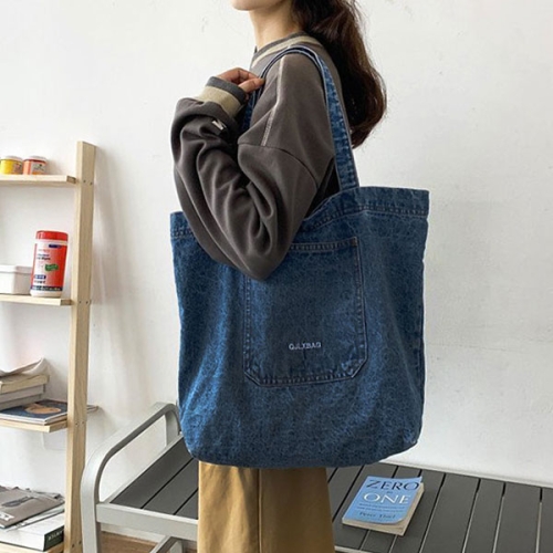 스콰즈 스콰즈 숄더백 SHR119 2COLOR 여자 에코백 데님 가방