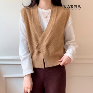 카라 KARRA 패턴블록버튼니트 트_A3F1168