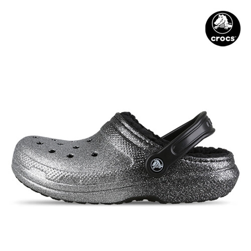 크록스 여성 클래식 글리터 라인드 클로그_205842-067