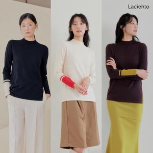 라씨엔토 여성 컬러 배색 모크넥 니트 3종