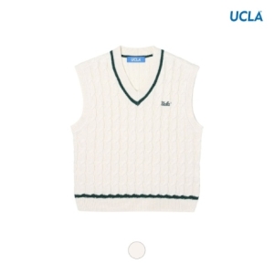 유씨엘에이 남녀공용 캐주얼 립배색 브이넥 케이블 베스트 UZ9VE01