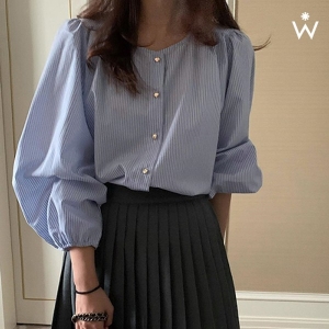 하트 여성 버튼업 러블리 셔링 코튼 블라우스 WIAABL065