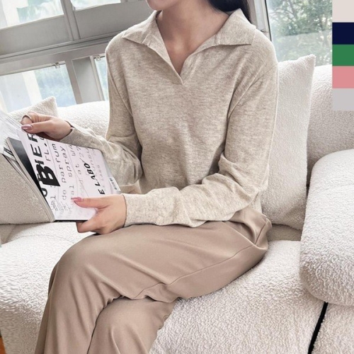 옷자락 여자 카라넥 5컬러 20대 대학생 출근룩 니트 티셔츠