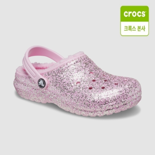 크록스키즈 클래식 라인드 글리터 클로그 토들러 플라밍고 (207463-6S0)