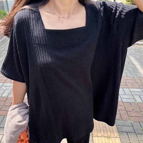 나야홍 빅사이즈 309 스퀘어넥플레어반팔티 DEHO608