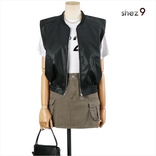 쉬즈넘버나인 로미 레더 미니 조끼
