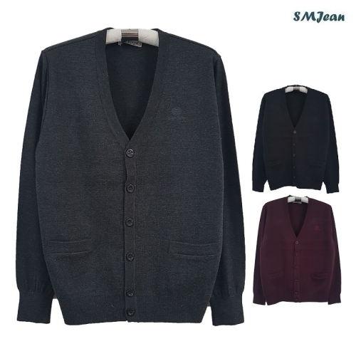 에스엠진 SMJ1404 울혼방 니트 가디건 버튼 집업 가디건 중년