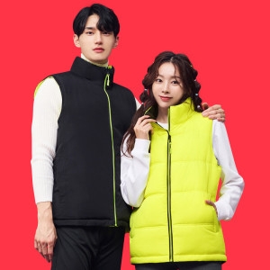 캡스록  캡스룩 형광노랑 검정 양면 패딩조끼 CSR-2977