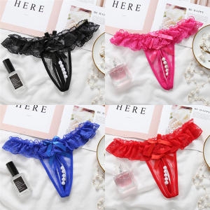 섹시팬티 야한팬티갈라진주장식주름레이스팬티 T-LS014