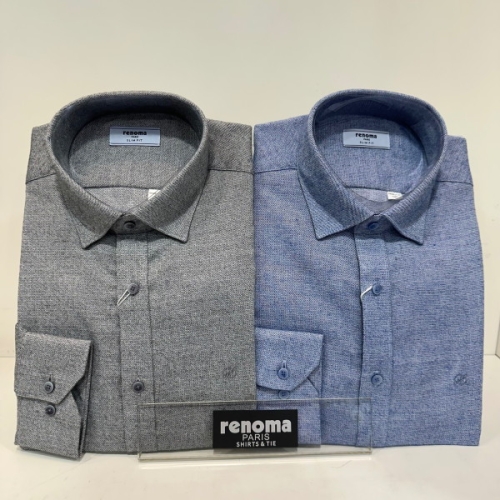 레노마 셔츠 트위스트얀 트윌 기모 솔리드슬림핏 RMWSLP150