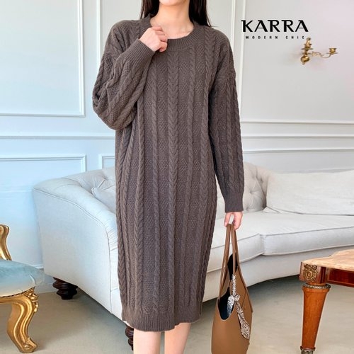 KARRA 니트짜임포인트라인원피스_A3F1460