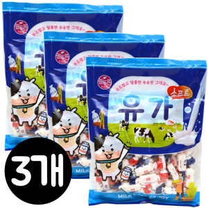 늘푸른  유가 600gx3개/우유맛사탕/캬라멜/카라멜/대용량/말랑카우/담라