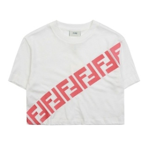 펜디 주니어 티셔츠 탑 JFI291 7AJ F0TU9 GESSO