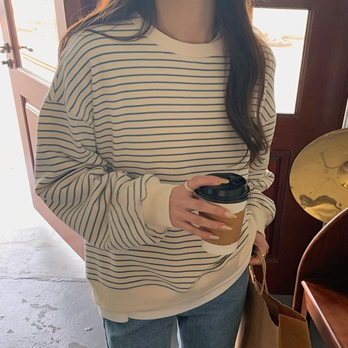 기타 베이직 스트라이프 맨투맨 MFNC 230005 WBCCAFA