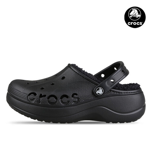 크록스 여성 바야 플랫폼 라인드 클로그_208708