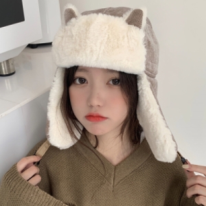루즈루나 에니나 털 군밤 토끼 귀달이 트루퍼햇 방한 귀도리 모자