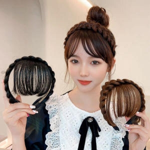 루즈루나 에스 여신 연예인 앞머리 햅번 가발 땋은 머리띠