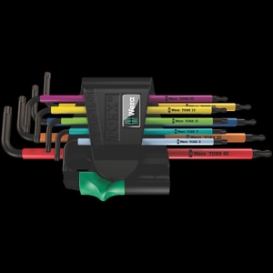Wera 베라 9679 TX BO 024335 조작 방지 별 톡스 나사용 멀티컬러 1 L렌치 세트, 블랙레이저, 9PCS 툴메이커