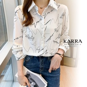 카라 KARRA 스크립트레터링블라우스_A3F0396